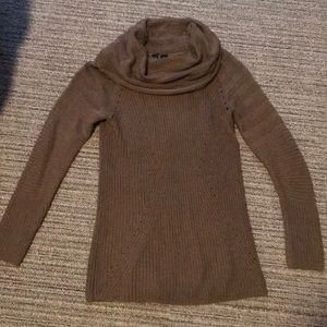Taupe Tunic Sweater with Cowl Neck